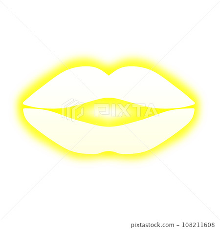 發光的嘴唇剪影（黃色） 108211608