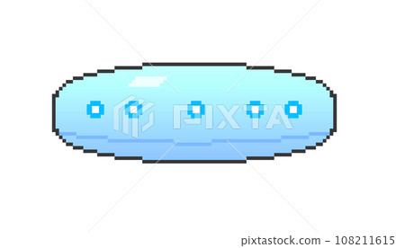Cigar-shaped UFO_pixel art (blue) Cigar-shaped UFO_pixel art (blue) 108211615