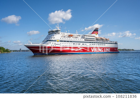 STOCKHOLM, SWEDEN - JUNE 12, 2022: Cruiseferry MS Gabrialla near Stockholm on a route connecting Helsinki and Stockholm for Viking Line company. 108211836