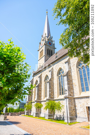 Cathedral of St. Florin, neo-gothic church in Vaduz, Liechtenstein Cathedral of St. Florin, neo-gothic church in Vaduz, Liechtenstein 108211892