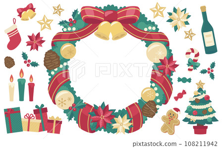 Christmas wreath illustration_horizontal 5 108211942