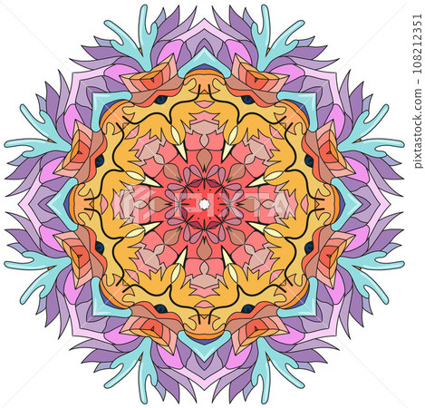 Zentangle dragon on mandala. Hand drawn decorative vector illustration Zentangle dragon on mandala. Hand drawn decorative vector illustration 108212351