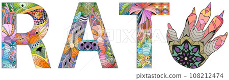 Word RAT. Vector zentangle object for decoration 108212474