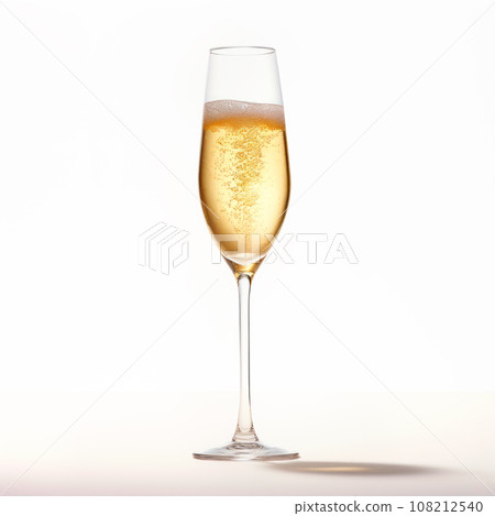 A crystal-clear flute glass of champagne isolated on white background A crystal-clear flute glass of champagne isolated on white background 108212540