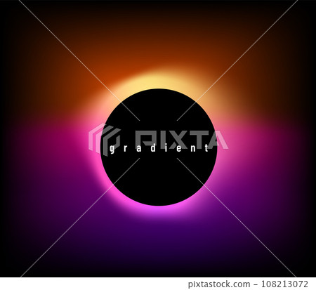 Round gradient vector background. Circle light banner with gradient isolated on black backdrop. Liquid neon button for modern pattern. Abstract fluid wave shape with black circle frame at the center Round gradient vector background. Circle light banner with gradient isolated on black backdrop. Liquid neon button for modern pattern. Abstract fluid wave shape with black circle frame at the center 108213072