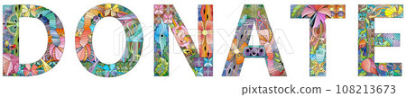 DONATE hand drawn modern design vector illustration. DONATE hand drawn modern design vector illustration. 108213673