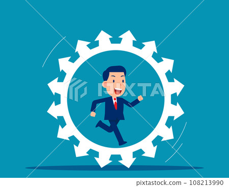 Business person with the arrow gear forward. Business economy drivet 108213990