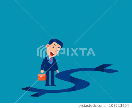 Businessman looking at trap with money. Business incentive trap vector illustration Businessman looking at trap with money. Business incentive trap vector illustration 108213994