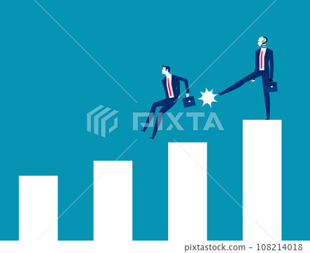 Robot kicking Human. Business artificial intelligence concept Robot kicking Human. Business artificial intelligence concept 108214018