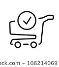 Shopping cart, trolley handle symbol, basket line vector icon 108214069