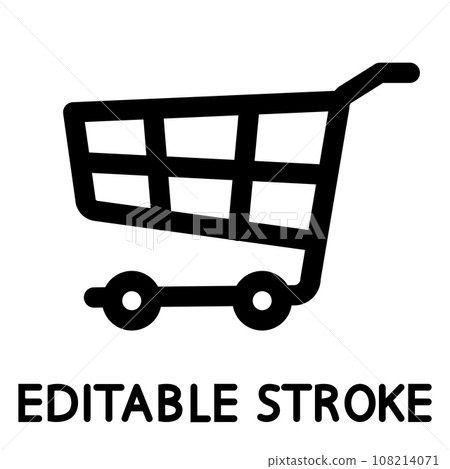 Shopping cart, trolley handle symbol, basket line vector icon Shopping cart, trolley handle symbol, basket line vector icon 108214071