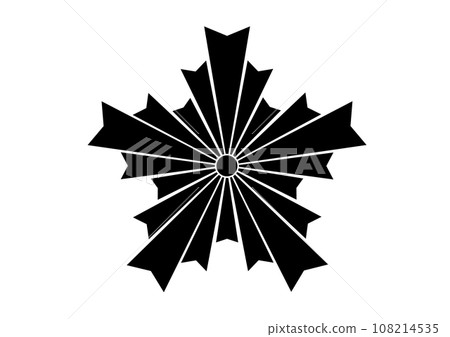 日本警察標記（剪影）。旭日、警察徽章、櫻花徽章、朝日影子 108214535