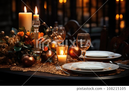 Luxury Dinner with Christmas eve. Generative AI 108215105