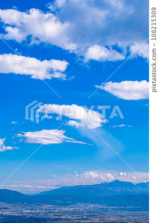 Mt. Fuji across Matsumoto City seen from Azumino City 108215309