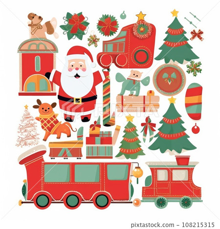 Christmas banner with Santa. Sticker Background. Generative AI 108215315