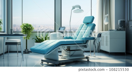 Dentist chair in empty room at clinic. Generative AI 108215530