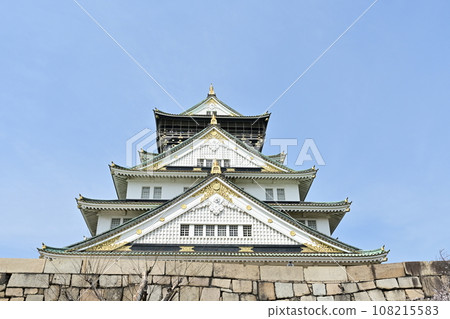 Osaka Castle castle tower seen from the front Osaka Castle castle tower seen from the front 108215583