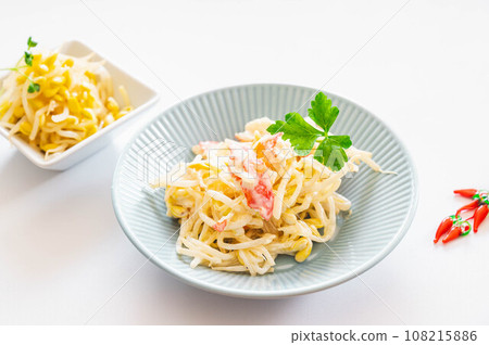 Mayo salad with bean sprouts and crab sticks 108215886