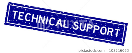 Grunge blue technical support word square rubber seal stamp on white background 108216033