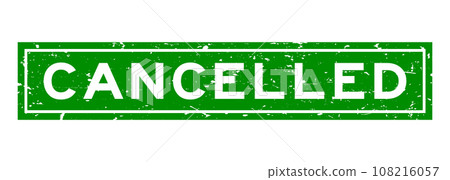 Grunge green cancelled word square rubber seal stamp on white background 108216057