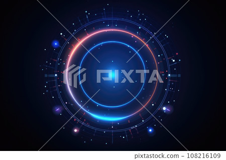 Blue Circle line abstract background. Generative AI 108216109