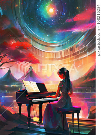 彈鋼琴的女人 - 生成 AI 108216284