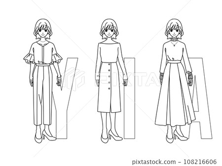 時尚三大剪影【女】線描ver. 時尚三大剪影【女】線描ver. 108216606