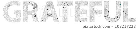 GRATEFUL hand drawn modern design vector illustration for coloring. GRATEFUL hand drawn modern design vector illustration for coloring. 108217228