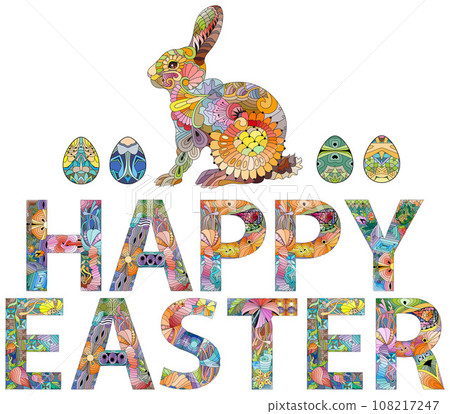 Happy Easter. Colorful vector word isolated on a white background 108217247