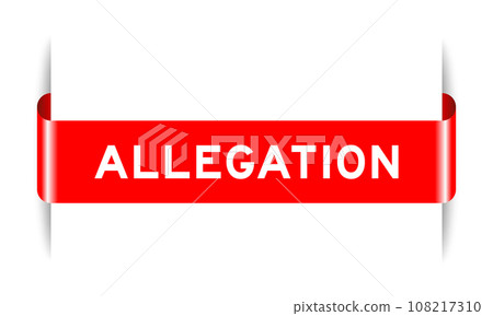 Red color inserted label banner with word allegation on white background Red color inserted label banner with word allegation on white background 108217310