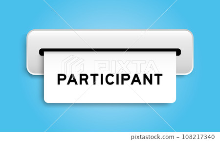 White coupon banner with word participant from machine on blue color background 108217340