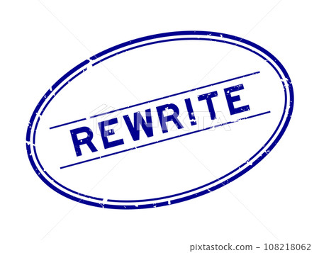 Grunge blue rewrite word oval rubber seal stamp on white background 108218062