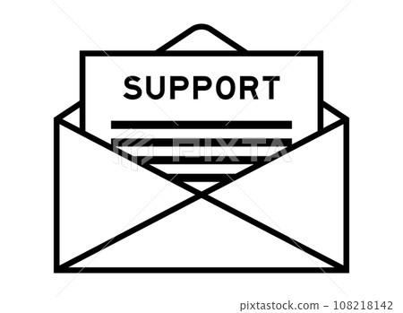 Envelope and letter sign with word support as the headline Envelope and letter sign with word support as the headline 108218142