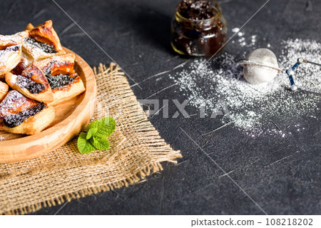 Puff pastry with jam 108218202
