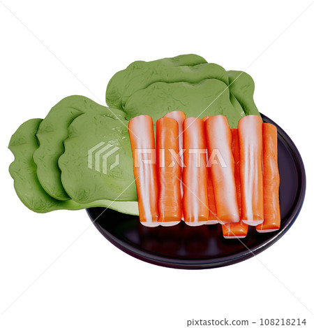 Shabu-shabu 3d illustration , Crab sticks 108218214