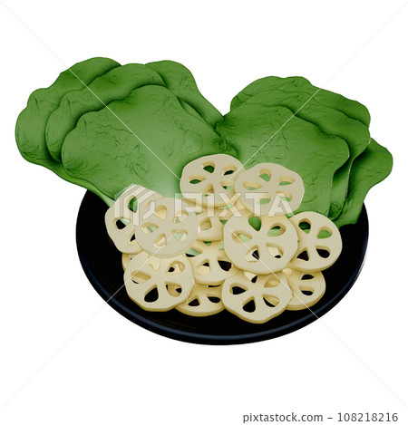 Shabu-shabu 3d illustration , Vegetable Shabu-shabu 3d illustration , Vegetable 108218216