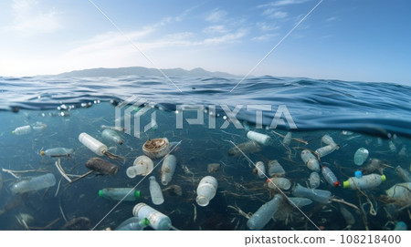 Plastic trash in ocean poses severe environmental threat endangering marine life and ecosystems 108218400