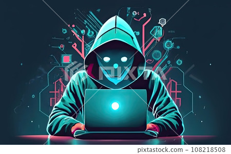 Hacker in hoodie in dark background Hacker in hoodie in dark background 108218508