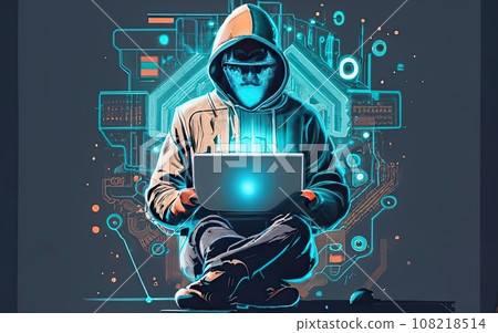 Hacker in hoodie in dark background Hacker in hoodie in dark background 108218514