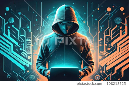 Hacker in hoodie in dark background Hacker in hoodie in dark background 108218525