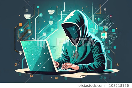 Hacker in hoodie in dark background Hacker in hoodie in dark background 108218526