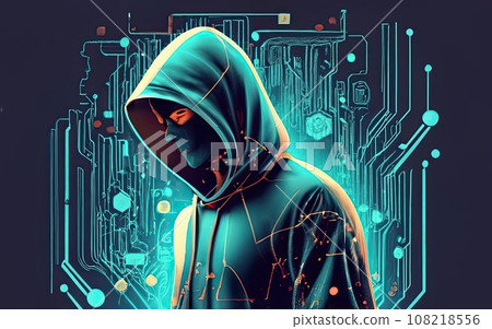 Hacker in hoodie in dark background Hacker in hoodie in dark background 108218556