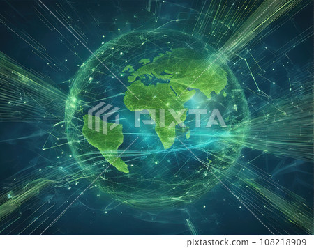 Digital technology global speed connect blue green background Digital technology global speed connect blue green background 108218909