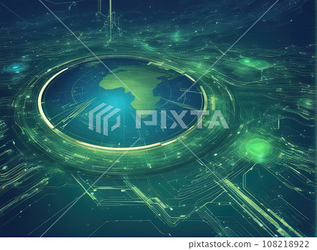 Digital technology global speed connect blue green background Digital technology global speed connect blue green background 108218922