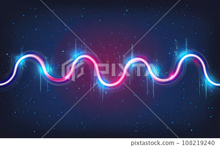 Neon rounded pulse waves with shining effects on dark background Neon rounded pulse waves with shining effects on dark background 108219240