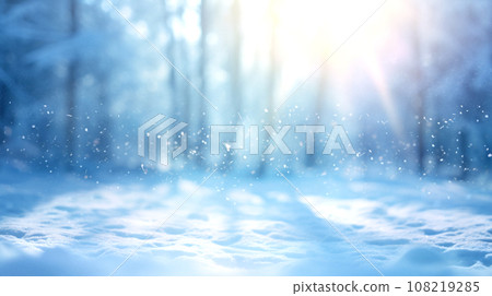 snowy Christmas  background with blur effect, sprinkled with falling snowflakes, AI-generated content, AI content 108219285