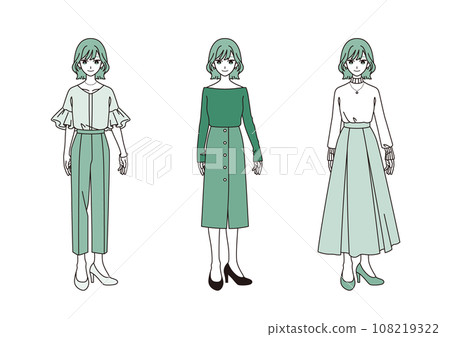 三大時尚輪廓【女裝】綠色ver. 三大時尚輪廓【女裝】綠色ver. 108219322