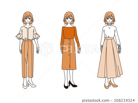 Three major fashion silhouettes [Women] Orange ver. 108219324