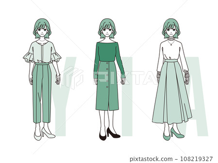 三大時尚輪廓【女裝】綠色ver. 108219327