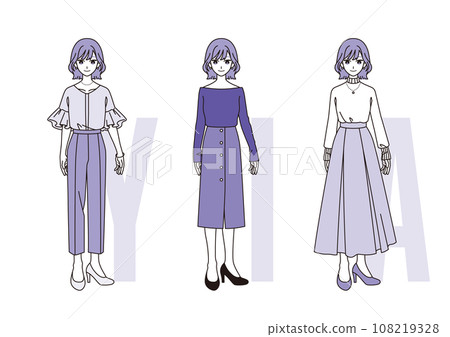 Three major fashion silhouettes [Women] Purple ver. 108219328